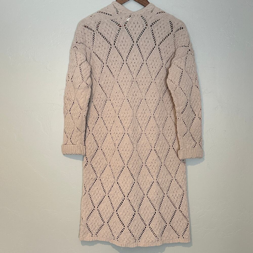 Open Knit Chenille Crochet Cardigan Cream Size Small Boho Grunge Elphaba EUC - Picture 2 of 10